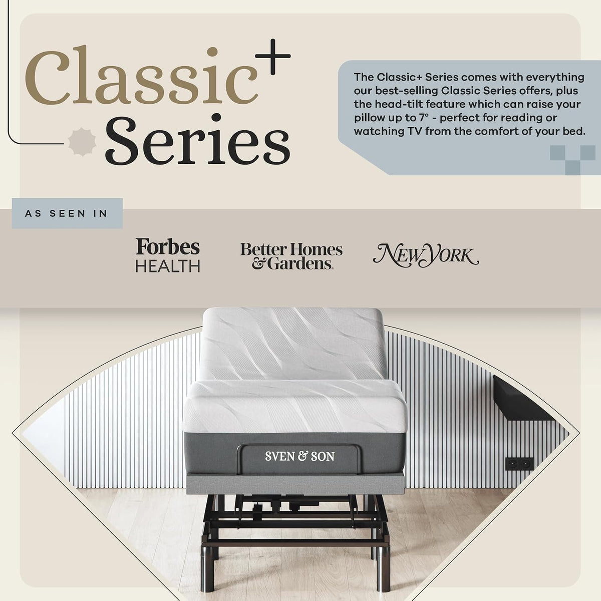 sven & son harmony adjustable bed base, head shown in use