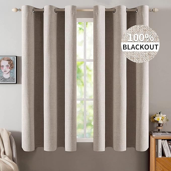 MIULEE Linen Blackout Curtains and Drapes 100% Room Darkening Thermal Insulated by MIULEE