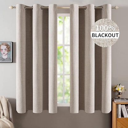 MIULEE Linen Blackout Curtains and Drapes 100% Room Darkening Thermal Insulated by MIULEE