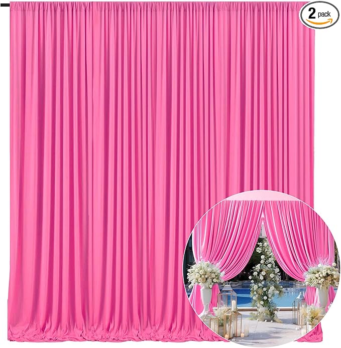 10 x 10 Feet Pink B Backdrop Curtain for Partie, Background Curtains for Phot...