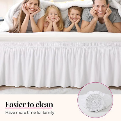 RIMELA White Bed Skirt Twin Size 12 Inch Drop, Elastic Bed Skirting - Image 4