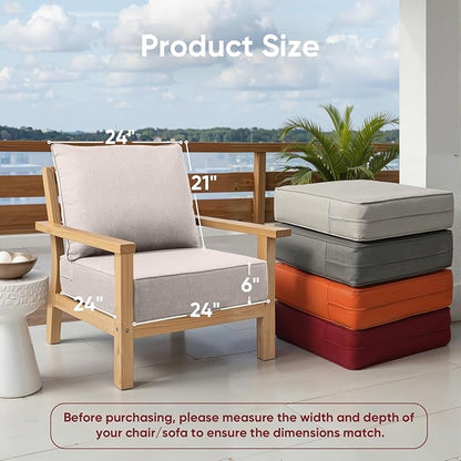 Outdoor Chair Cushions Set of 3, Waterproof 24x24 Patio Chair Cushion, Couch - Image 2