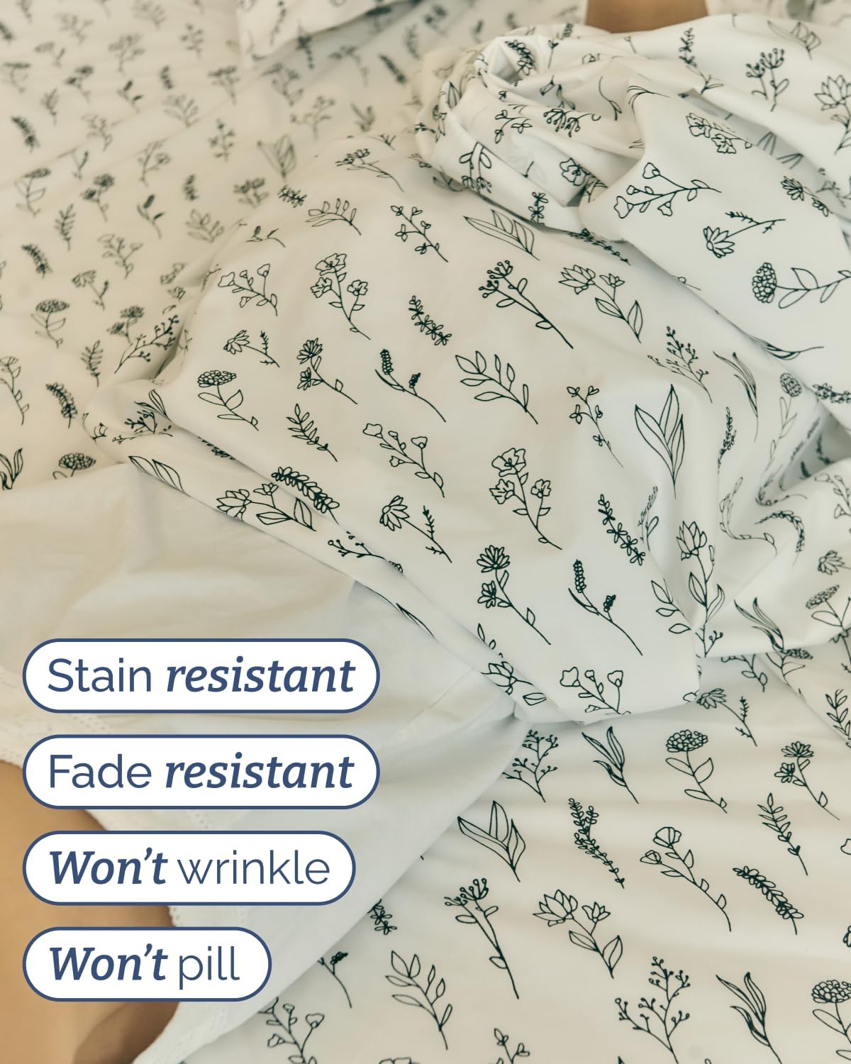 twin 3 piece boho botanical floral sheet set on a desk or shelf
