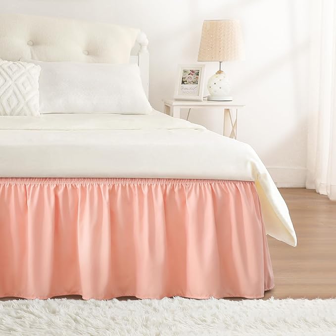 RIMELA Bed Skirt Queen Size 18 Inch Drop, Wrap Around Elastic Bedskirt Solid by RIMELABedSkirt
