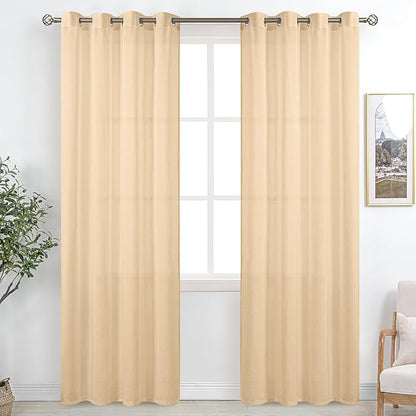 BGment Linen Look Semi Sheer Curtains by BGment