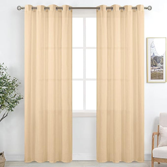 BGment Linen Look Semi Sheer Curtains by BGment