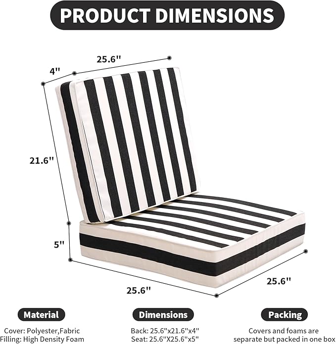 Outdoor Seat Cushions Set for Patio Furniture Deep Seating Patio Cushion Set - Image 5
