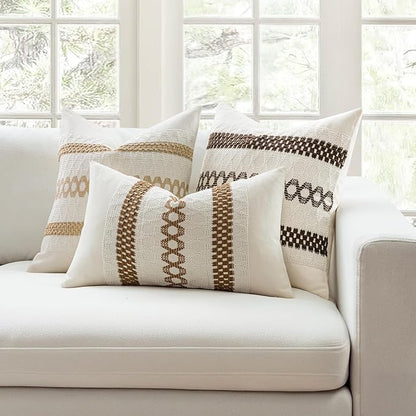 MIULEE Set of 2 Dark Brown Boho Decorative Lumbar Pillow Covers 12x20 Inch - Image 3