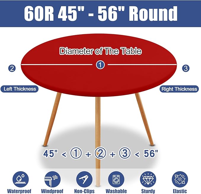 Round Spandex Christmas Tablecloth, Elastic Fitted Waterproof Tablecloths - Image 8