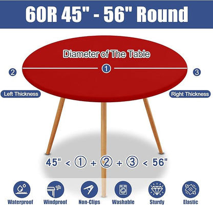 Round Spandex Christmas Tablecloth, Elastic Fitted Waterproof Tablecloths - Image 8