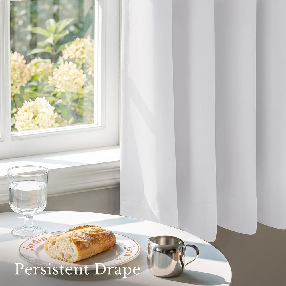 NICETOWN Pure White 100% Blackout Lined Curtains, 2 Thick Layers Completely B...