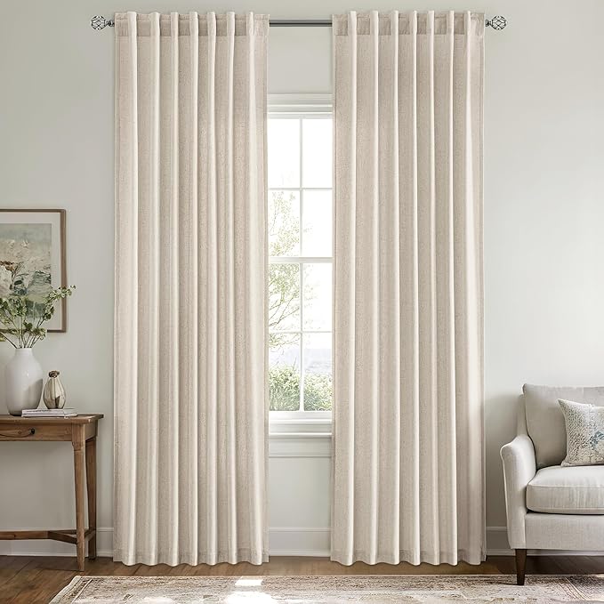 MIULEE Non-See-Through Privacy Linen Curtains 2 Panels, Light Filtering Window - Image 3