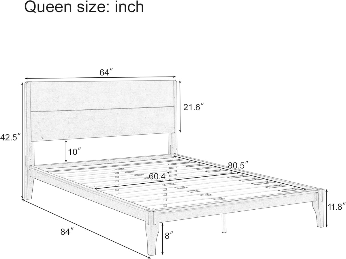 merax queen size bamboo platform bed frame with shown in use