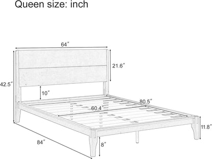 merax queen size bamboo platform bed frame with shown in use