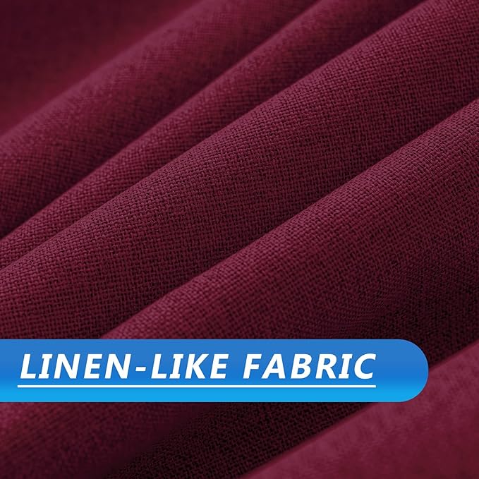 Linen 100% Blackout Curtains for Bedroom, Back Tab/Rod Pocket Room Darkening - Image 3