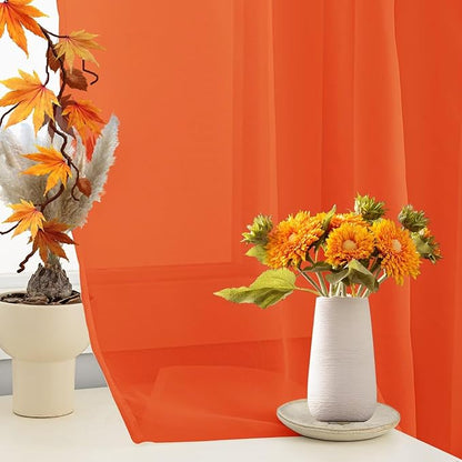 Sheer Curtains 63 Inches Long 2 Panels, Rod Pocket Short Curtain - Image 5