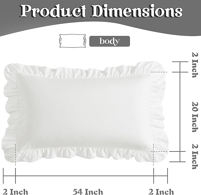 KKJIAF Ruffle Body Pillow Cases Set of 1, Ruffled Pillow Covers - Image 3