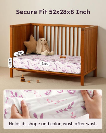 Baby Crib Sheets for Boys Girls, Breathable Soft Microfiber Baby Sheet Purple - Image 3