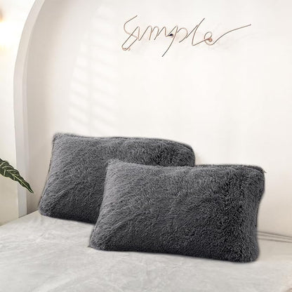 MorroMorn Decorative Pillows Covers, 2 Packs Faux Fur Pillow Cases, Luxury by MorroMorn