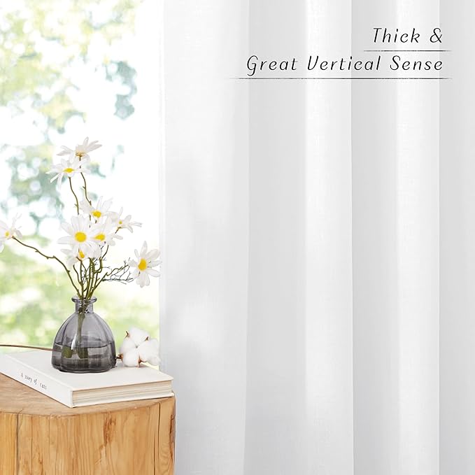 NICETOWN Linen White Curtains 96 inches Long - Image 5