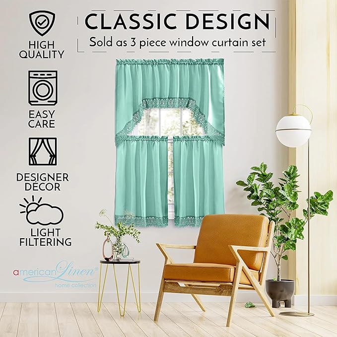 American Linen Café Curtains for Kitchen, Bathroom Curtains - Image 5