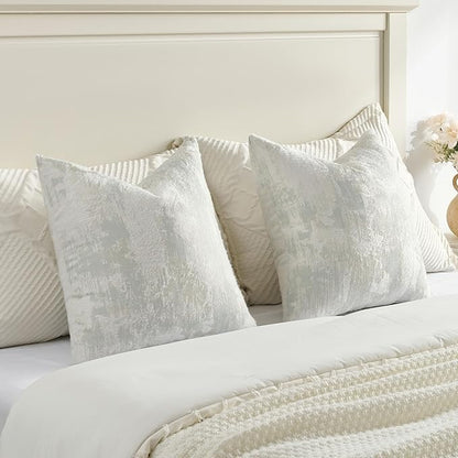 FUTEI Light Blue White Decorative Throw Pillow Covers 18x18 Inch Set of 2 - Image 6