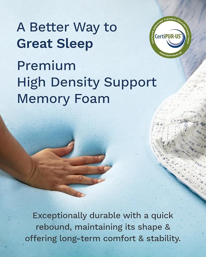 ViscoSoft 3 Inch Memory Foam Mattress Topper Short King - Image 3