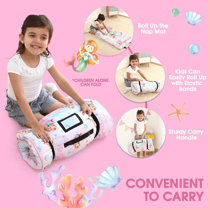 ACRABROS Toddler Nap Mat with Pillow and Blanket, Extra Large Rolled Napping - Image 5