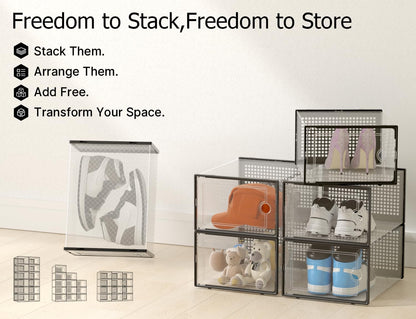 kuject x-large shoe storage boxes 12 pack, clear, view 9