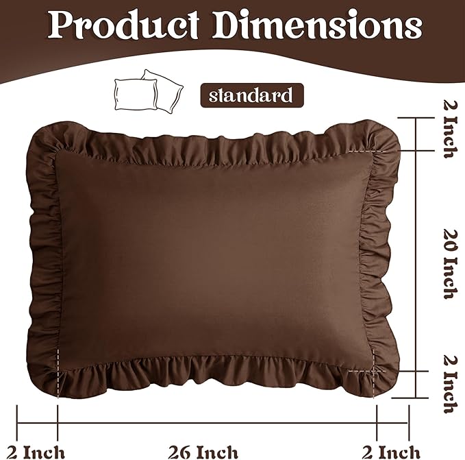 KKJIAF Ruffle Pillow Cases Standard Size Set of 2, Ruffled Pillow Covers - Image 3