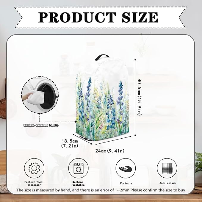 Blue Lavender Floral Kitchen Blender Cover Food Processor Dust Cover - Image 6