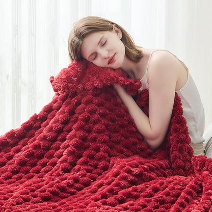NEWCOSPLAY Super Soft Twin Blanket Red Premium Silky Flannel Fleece 3D Clouds by NEWCOSPLAY