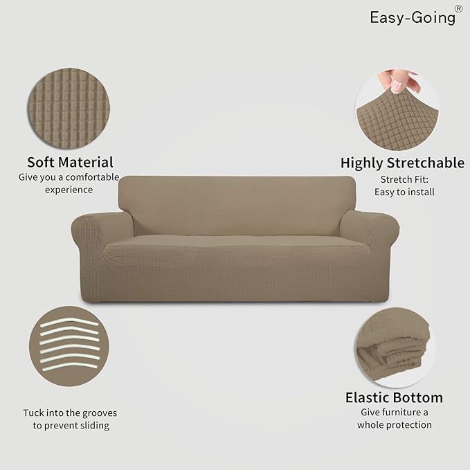 Easy-Going Stretch 4 Seater Sofa Slipcover 1-Piece Sofa Cover Furniture - Image 3
