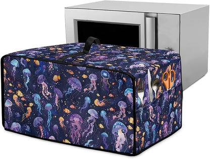 Jellyfish Clownfish Bubble Print Microwave Oven Cover Dust-Proof Fabric Toaster by HwzdsyxlCreativeHomeDecor