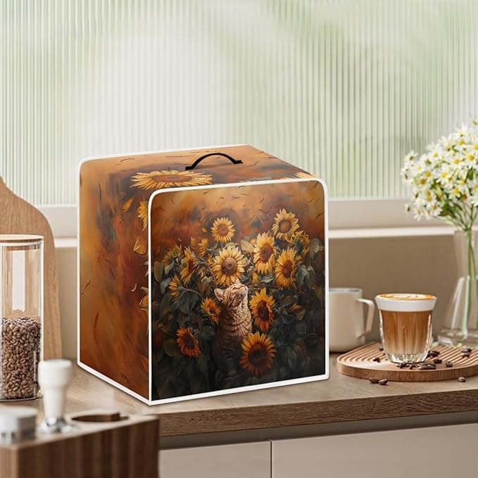 Cute Flowers Cat Coffee Maker Cover - Image 3
