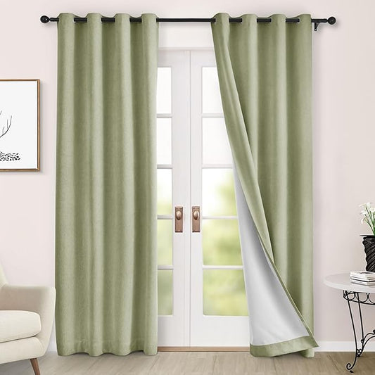 Macochico Thermal Blackout Chenille Curtains 100% Blackout Window Draperies by Macochico
