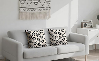 Decorative Black Floral Throw Pillow Covers 18 x 18 Inch Set of 2 - Image 7