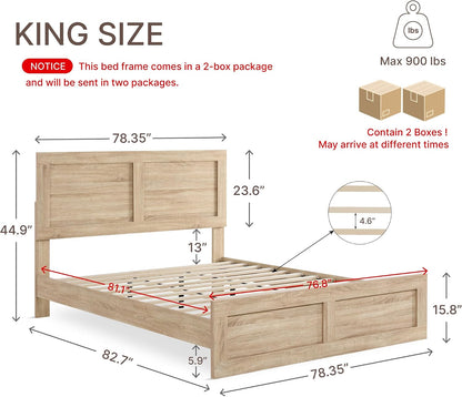 kislot wood bed frame with headboard and footboard shown in use