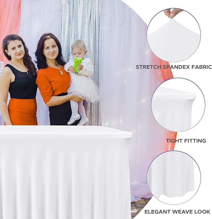 Nasitos White Rectangle Table Skirts, 2 Pack - Image 2