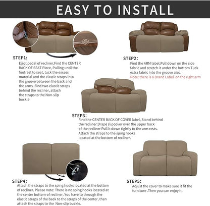 Easy-Going 6 Pieces Recliner Loveseat Stretch Sofa Slipcover Sofa Cover - Image 4