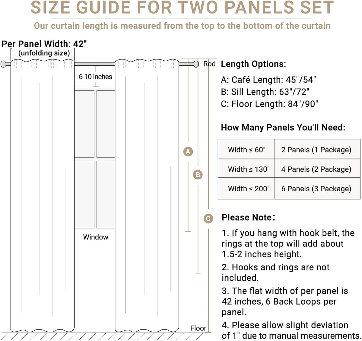 linen total blackout curtains for bedroom living room, front angle view