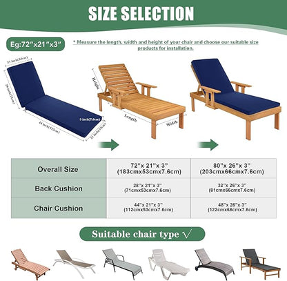 Chaise Lounge Cushions Outdoor Set of 2 - Image 4