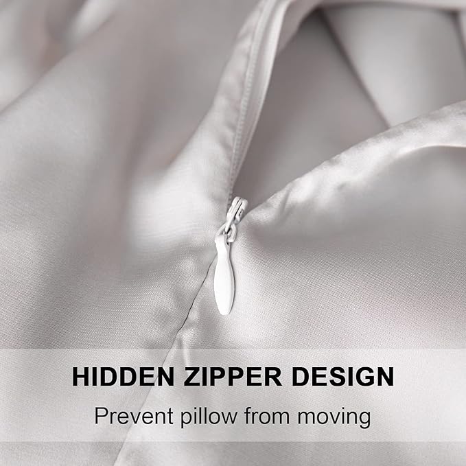 SIYUAN Silk Light Gray Pillowcase, Standard Size, Temperature Regulator - Image 2