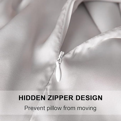 SIYUAN Silk Light Gray Pillowcase, Standard Size, Temperature Regulator - Image 2