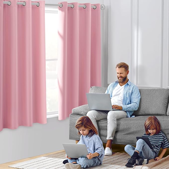 HOMEIDEAS Baby Pink Blackout Curtains - Image 2
