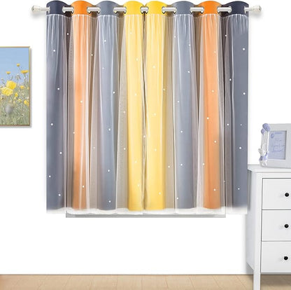 Kinryb Nursery/Kids/Girls Room Star Cut Out Blackout Rainbow Curtain - Image 5