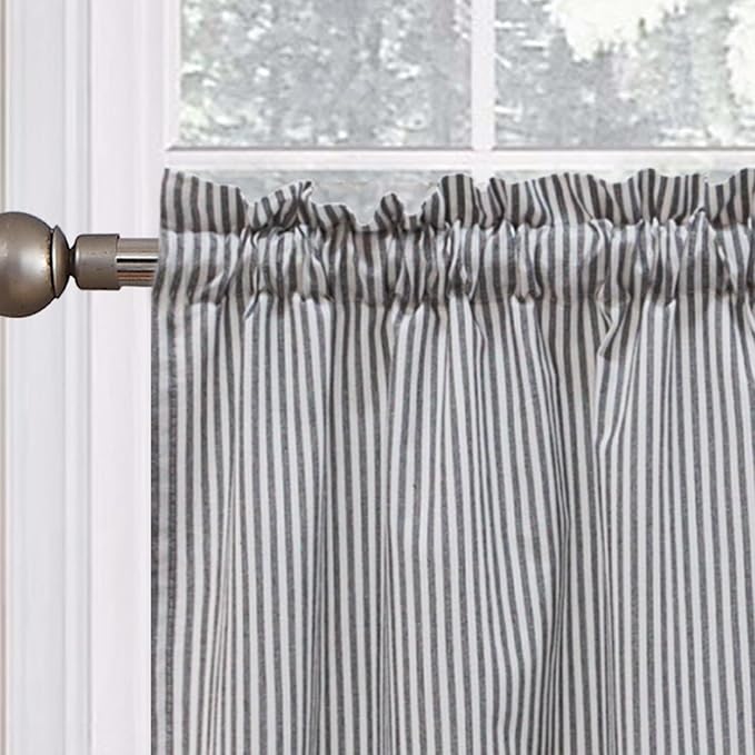 July Joy Cotton Tier Curtains 24 Inches Long Country Kitchen Curtains Rod Pocket - Image 2