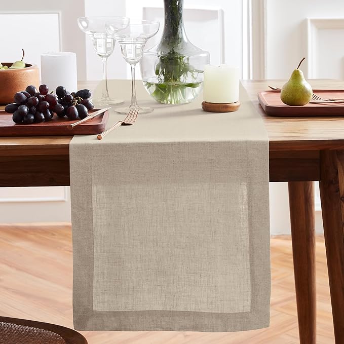 Solino Home 100% Pure Linen Flax 48 Inches Table Runner by SolinoHome