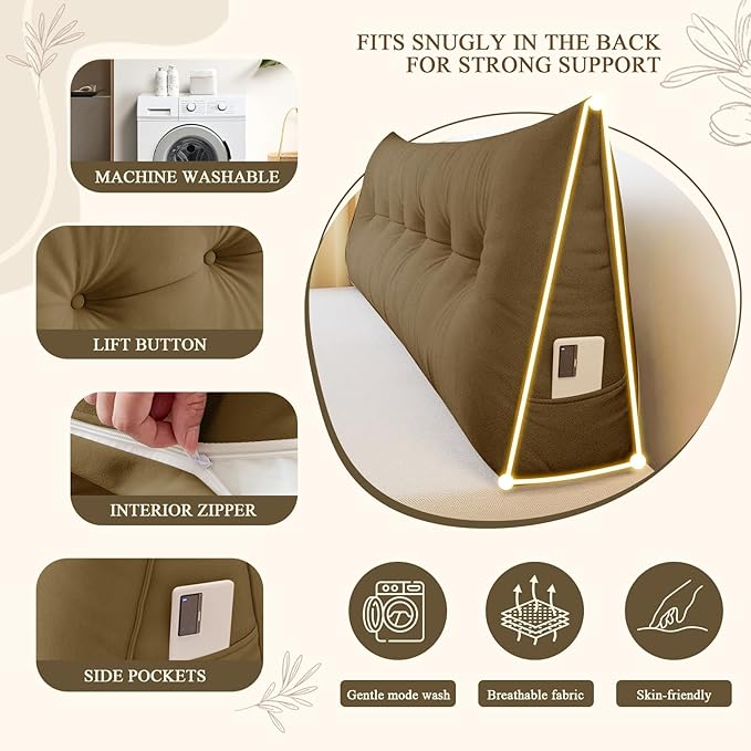 Headboard Pillow Queen, Large Triangular Wedge Headboard Pillow - Image 5