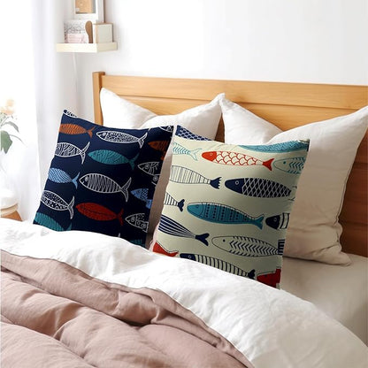 Fish Throw Pillow Covers Decorative Cotton Linen Pillowcases 24x24 inch - Image 8